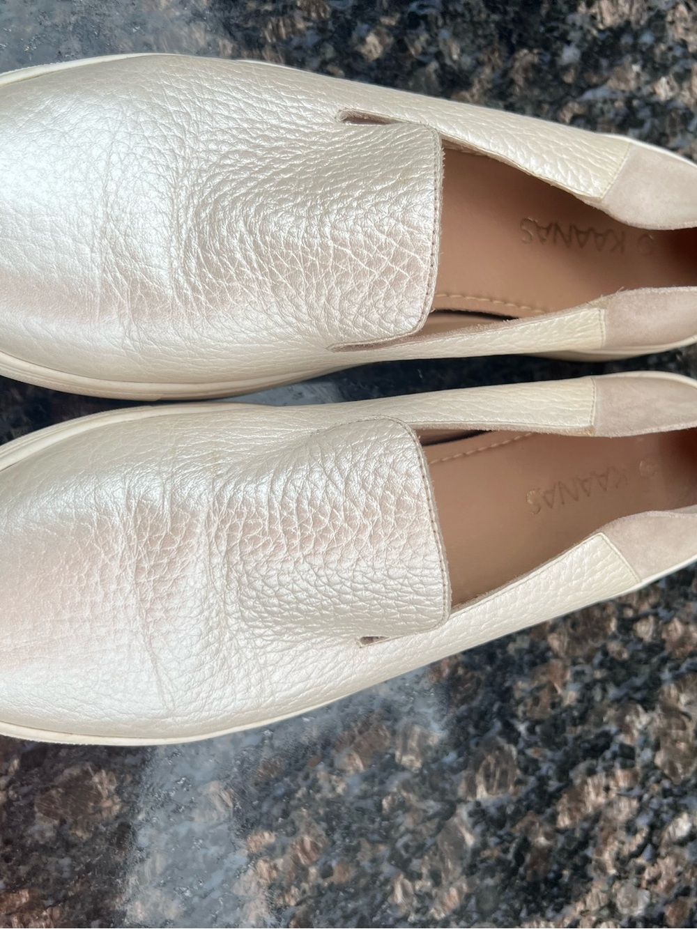 Kaanas Pearl Metallic Slip-On Loafers